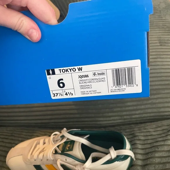 Adidas Tokyo Original White Sneakers with Green and Yellow Accents - Picture 3 of 4